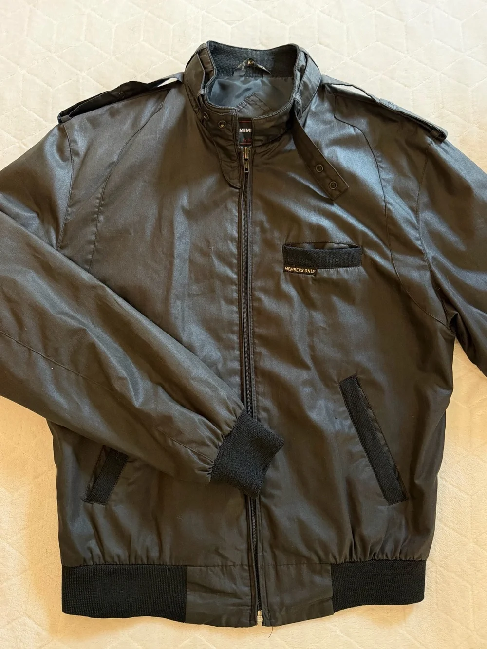 Members Only Vintage 80’s Iconic Racer Jacket Black Mens 38 Cafe Bomber Coat